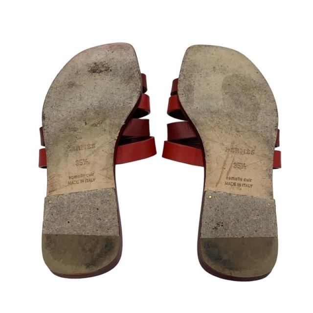 エルメス HERMES アミカ サンダル 靴 シューズ レザー ワインレッド レッド フラットサンダル ミュール エルメス HERMES アミカ サンダル 靴 シューズ レザー ワインレッド