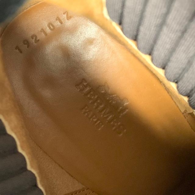エルメス HERMES ブーツ ショートブーツ 靴 シューズ スエード ファブリック キャメル ブラウン ソックスブーツ_5