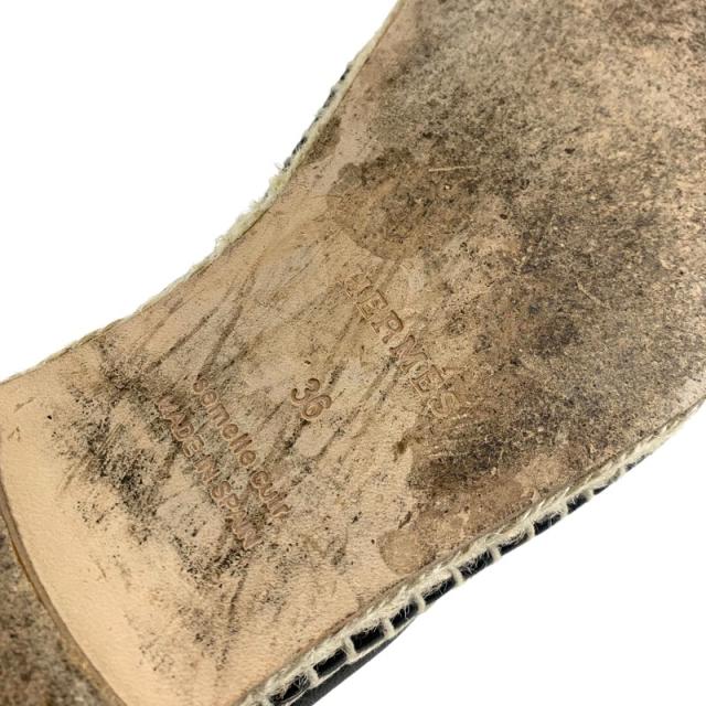 エルメス HERMES フラットシューズ 靴 シューズ レザー ファブリック