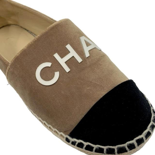 シャネル ベロア ロゴ エスパドリーユ フラットシューズ ブラウン シャネル CHANEL フラットシューズ 靴 シューズ ベロア ブラウン