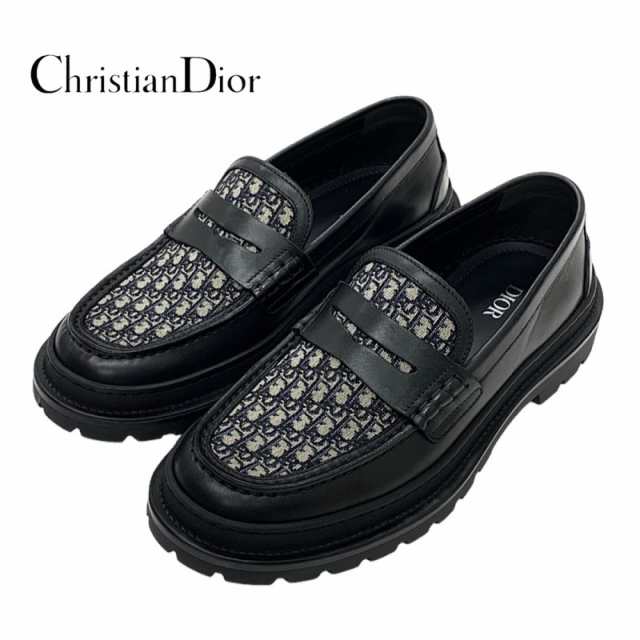 クリスチャンディオール CHRISTIAN DIOR DIOR EXPLORER ローファー 革靴 靴 シューズ レザー ブラック ベージュ オブリーク メンズ