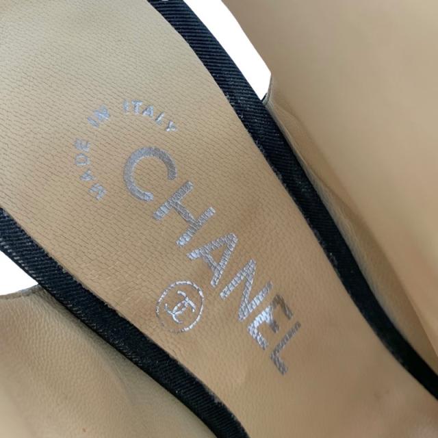 シャネル CHANEL パンプス 靴 シューズ レザー ファブリック ベージュ ブラック サンダル ブーティ ココマーク_6