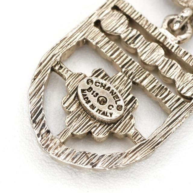 シャネル ココマーク エンブレム 盾 ラインストーン ピアス ゴールド