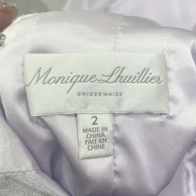 モニークルイリエ Monique Lhuillier スレンダーライン ウェディングドレス パープル 紫 ファーストオーナー パープル チュール