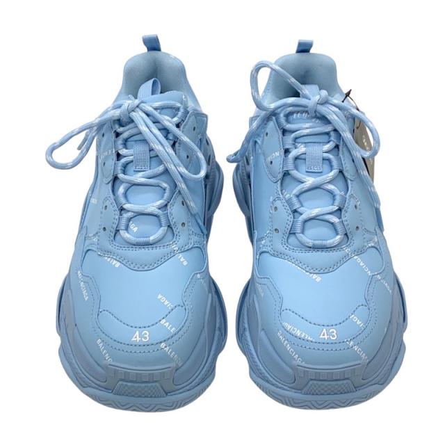 バレンシアガ BALENCIAGA トリプルS スニーカー 靴 シューズ レザー ライトブルー 未使用 ロゴ メンズ_1
