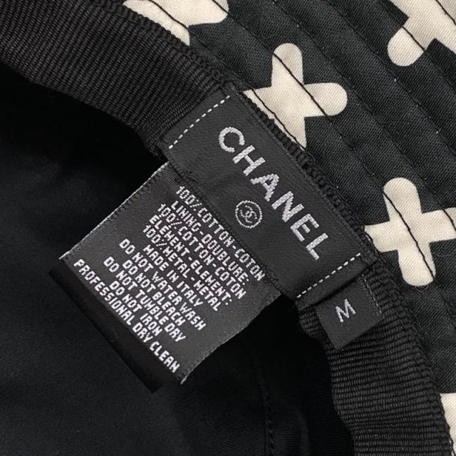 シャネル CHANEL ハット コットン ブラック ホワイト バケットハット 帽子 ココマーク ロゴ_5