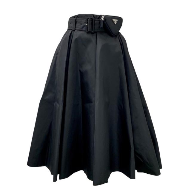 PRADA プラダブラック プリーツスカート ベルト付きサイズ40 PRADA プラダブラック プリーツスカート ベルト付きサイズ40 プラダ