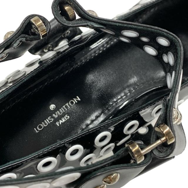 ルイヴィトン LOUIS VUITTON ラプソディライン パンプス 靴 シューズ パテント レザー ブラック 黒 ホワイト シルバー フラットシューズ_6