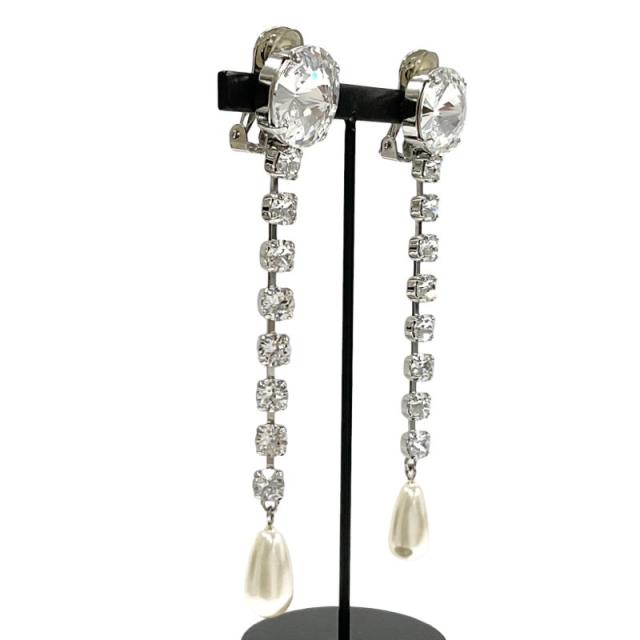 miumiu ビジュー クリスタルピアス チェーン シルバー miumiu ビジュー
