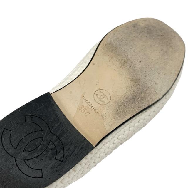 シャネル ファブリック ココマーク 編み込み フラットシューズ ホワイト シャネル CHANEL フラットシューズ 靴 シューズ ファブリック