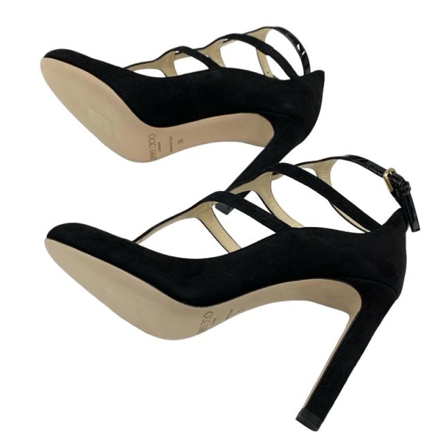 ジミーチュウ JIMMY CHOO パンプス 靴 シューズ スエード パテント ブラック 黒 未使用 ストラップ_5