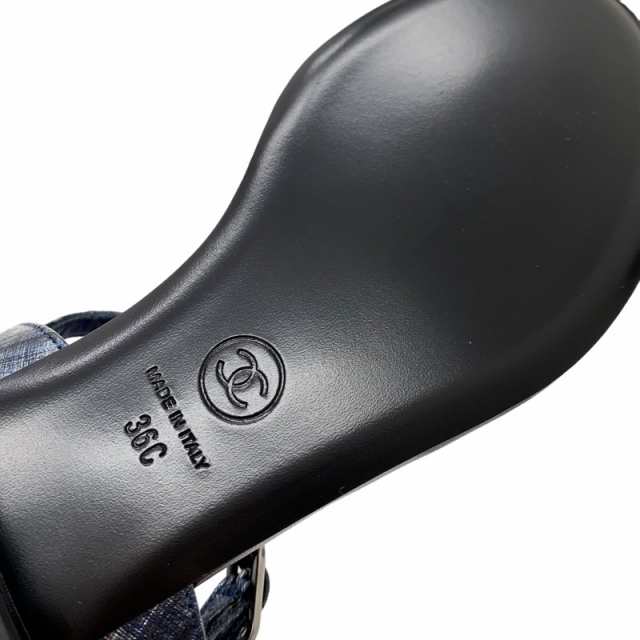 シャネル CHANEL サンダル 靴 シューズ レザー ネイビー 未使用 シャネル CHANEL サンダル 靴 シューズ レザー ネイビー 未使用