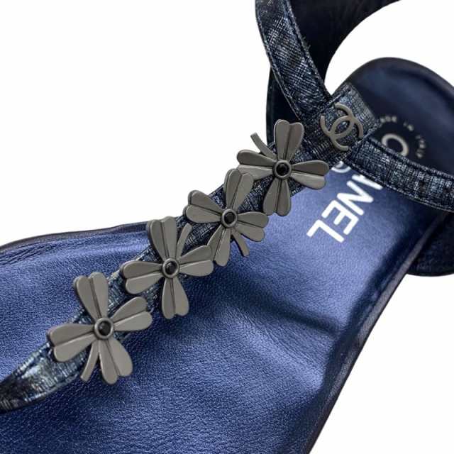 シャネル CHANEL サンダル 靴 シューズ レザー ネイビー 未使用 シャネル CHANEL サンダル 靴 シューズ レザー ネイビー 未使用