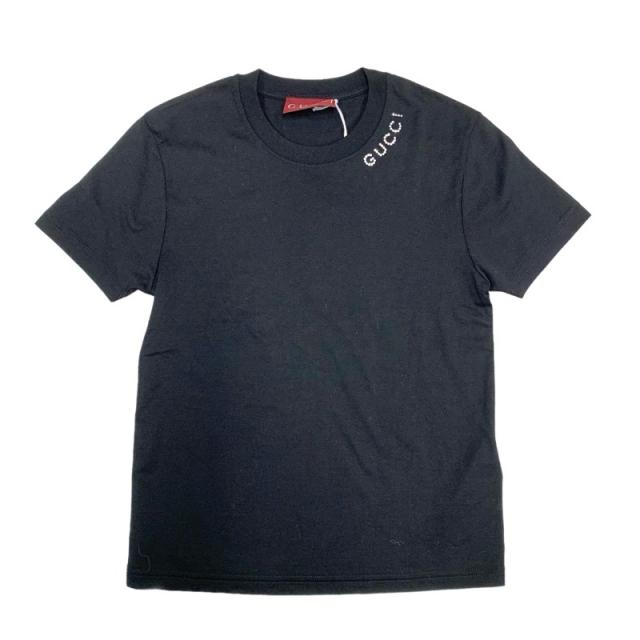 グッチ GUCCI ライトコットンジャージー Tシャツ トップス コットン ブラック 黒 未使用 ロゴ ラインストーン 半袖_3