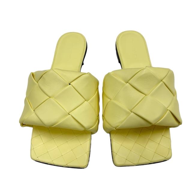 ボッテガヴェネタ BOTTEGAVENETA リド サンダル 靴 シューズ なめし革 黄色 坦々たるサンダル ミュール イントレチャート