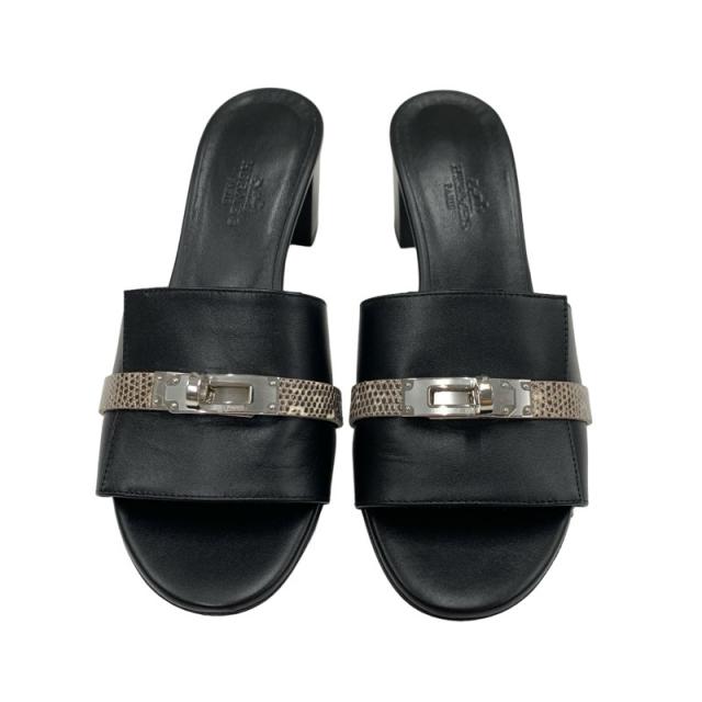*HERMES* Klip シンプル フラットサンダル ラムレザー ブラック HERMES 「HERMES」 フラットサンダル 35 ブラック レディース
