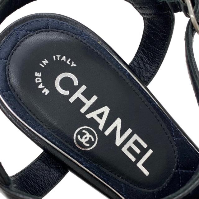 シャネル CHANEL サンダル 靴 シューズ レザー ブラック 黒 ココ