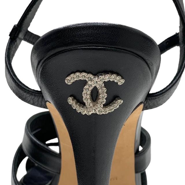 CHANEL サンダル ココマーク ブラック ストーン シャネル CHANEL 17SS ココマーク ラインストーン スポーツ