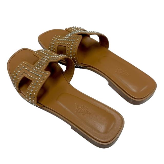 【最終価格】HERMES オラン　ブラウンサンダル エルメス オラン サンダル ファー ブラウン レディース 37サイズ