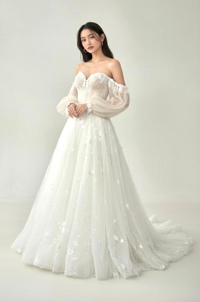 ガリアラハヴ Galia Lahav Luce ルーチェ Aライン ウェディングドレス ホワイト　ピンク 白 ファーストオーナー オフショルダー　2way