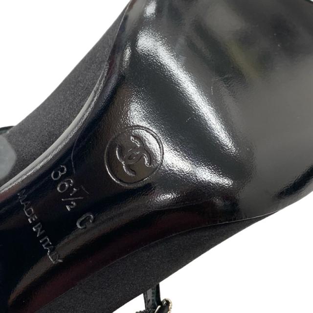 シャネル CHANEL パンプス 靴 シューズ サテン ブラック ココマーク ビーズ ラインストーン パーティーシューズ_7