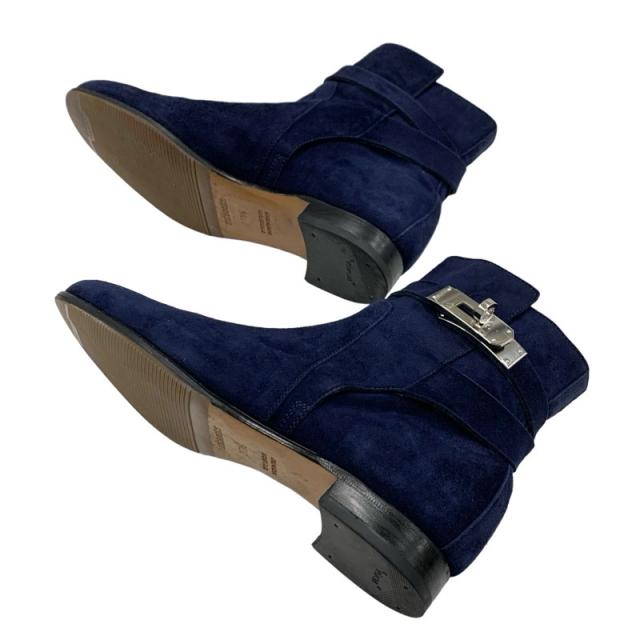 エルメス ネオ スエード ケリー金具 ショートブーツ ネイビー