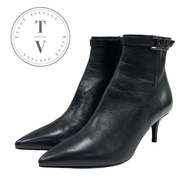 エルメス HERMES ブランシュ ブーツ ショートブーツ 靴 シューズ レザー ブラック 黒 Hバックル