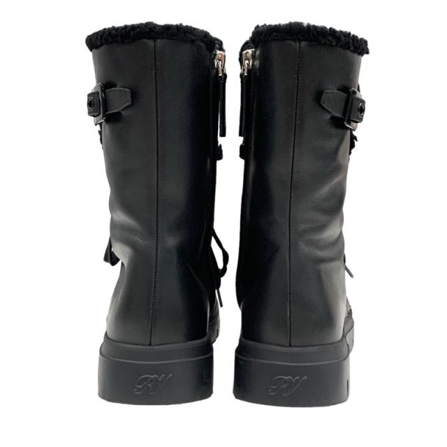 ロジェヴィヴィエ Roger Vivier ウォーキーヴィヴ ブーツ ショートブーツ 靴 シューズ レザー ムートン ブラック 黒 ムートンブーツ_4