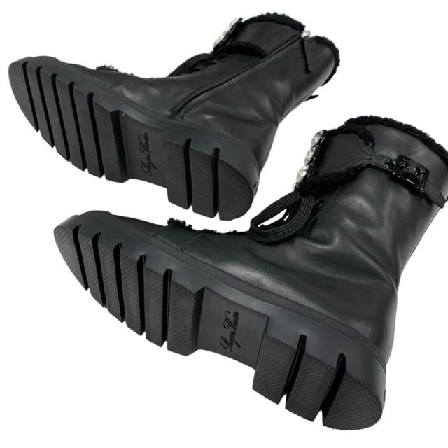 ロジェヴィヴィエ Roger Vivier ウォーキーヴィヴ ブーツ ショートブーツ 靴 シューズ レザー ムートン ブラック 黒 ムートンブーツ_5