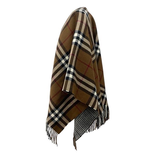 バーバリー BURBERRY アウター ウール ブラウン系 チェック ケープ ポンチョ_1