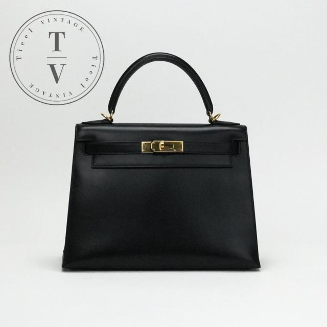 エルメス HERMES ケリー28 ケリー 28 バッグ トートバッグ ショルダーバッグ ボックスカーフ ノワール ブラック 黒 ゴールド金具の通販は
