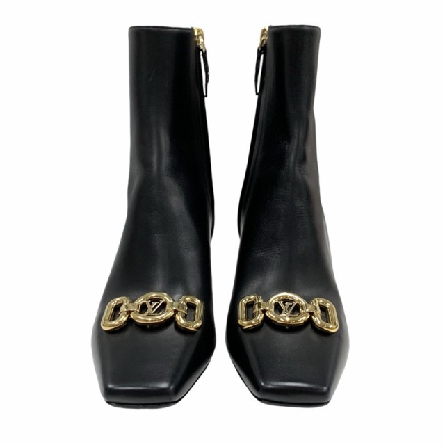 LOUIS VUITTON サイドゴアブーツ 黒 レザー 厚底