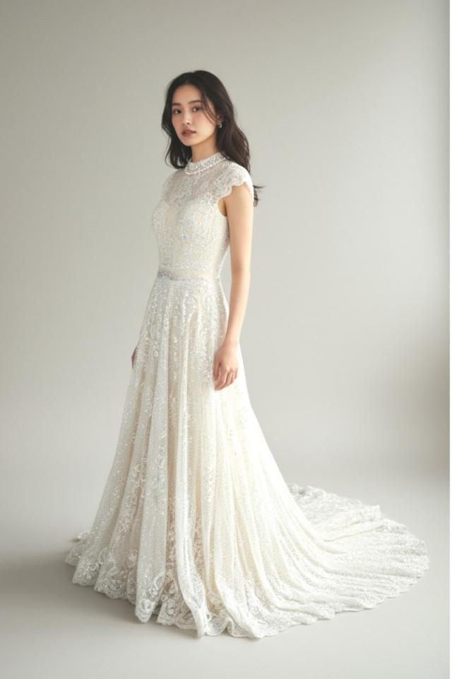 ガリアラハヴ Galia Lahav GALA803 Aライン ウェディングドレス ピンクベージュ ファーストオーナー　グリッター　ラメ