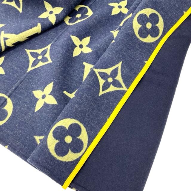 ルイヴィトン LOUIS VUITTON アウター ネイビー イエロー モノグラム ベルテッド ダブルフェイス フーデッド ラップコート_3