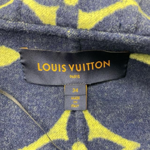 ルイヴィトン LOUIS VUITTON アウター ネイビー イエロー モノグラム ベルテッド ダブルフェイス フーデッド ラップコート_5