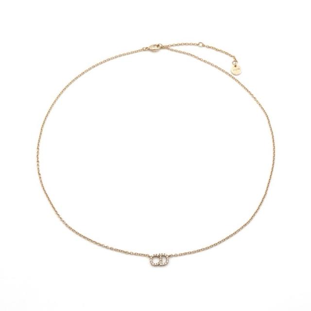 クリスチャンディオール CHRISTIAN DIOR CLAIR D LUNE ネックレス ペンダント チョーカー ゴールド ロゴ ラインストーン_1