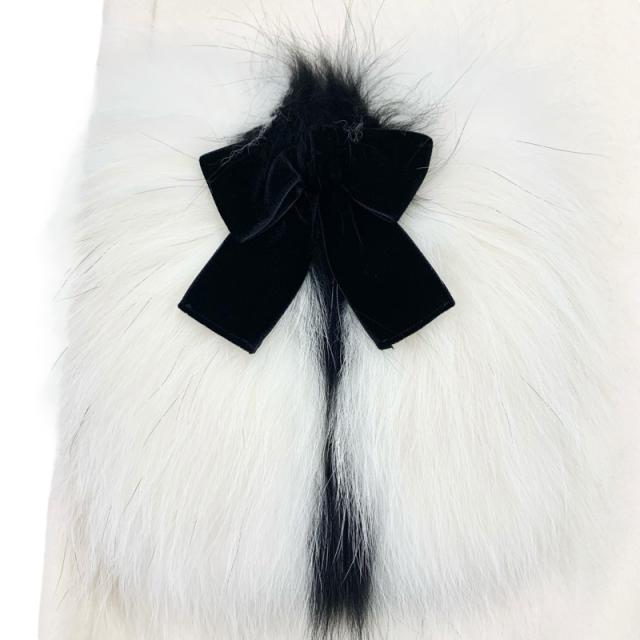 フェンディ FENDI アウター ウール フォックスファー ホワイト ブラック ベスト ジレ リボン ノースリーブ_3