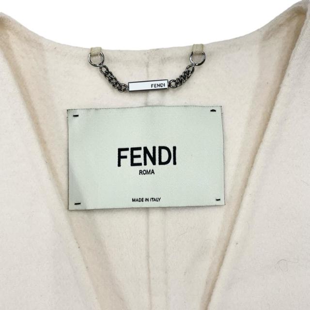 フェンディ FENDI アウター ウール フォックスファー ホワイト ブラック ベスト ジレ リボン ノースリーブ_4