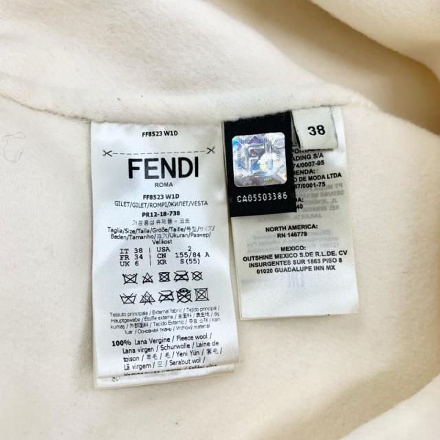フェンディ FENDI アウター ウール フォックスファー ホワイト ブラック ベスト ジレ リボン ノースリーブ_5