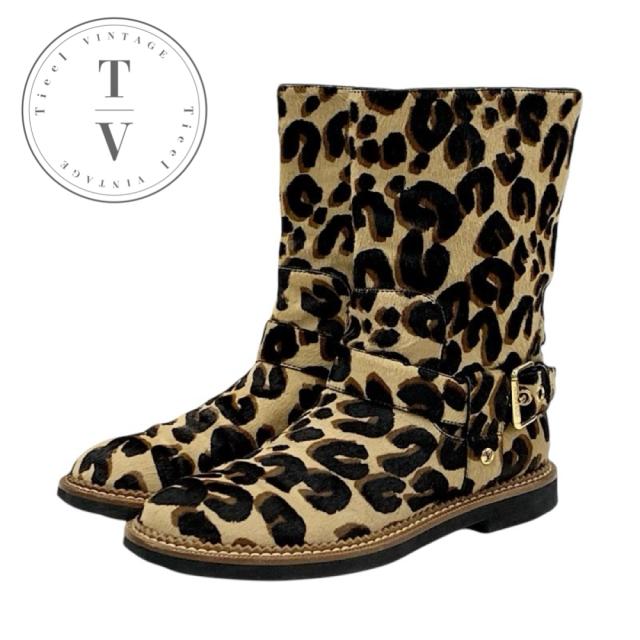 ルイヴィトン LOUIS VUITTON ブーツ ショートブーツ 靴 シューズ ハラコ ブラウン アンクルブーツ レオパード ベルトの通販は