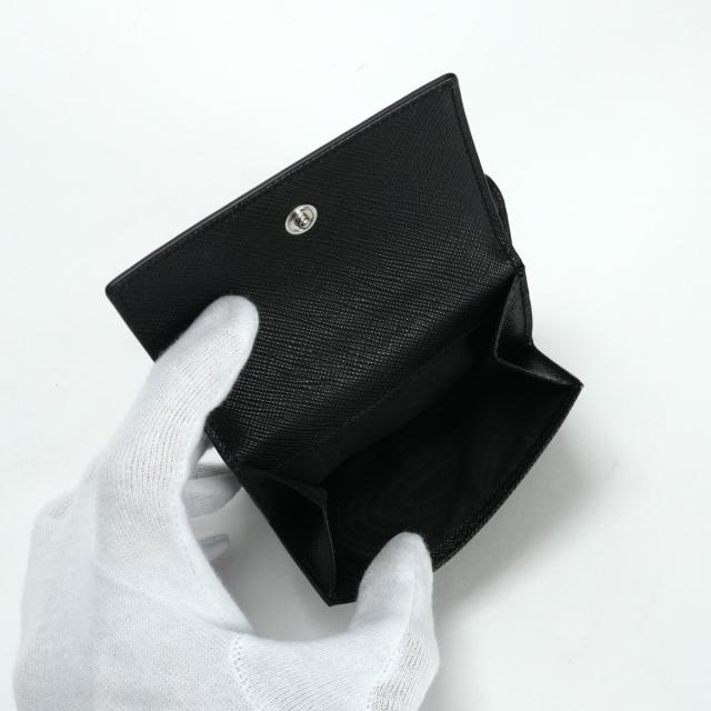 プラダ PRADA 三つ折り財布 がま口 サフィアーノ ブラック 黒 希少