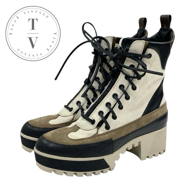 ルイヴィトン LOUIS VUITTON ローリエートライン モノグラム ブーツ ショートブーツ スエード レザー アンクルブーツ レースアップ LOUIS VUITTONヴィトン ローリエートライン アンクルブーツ ショート