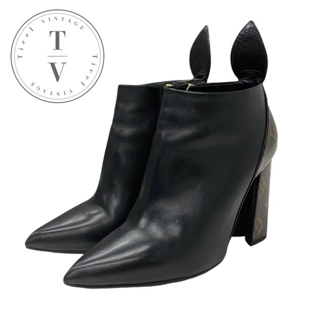 ルイヴィトン LOUIS VUITTON ロデオクイーンライン モノグラム ブーツ ショートブーツ 靴 シューズ レザー ブラック ブラウン