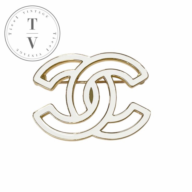 シャネル CHANEL ブローチ コサージュ ホワイト ゴールド ココマーク
