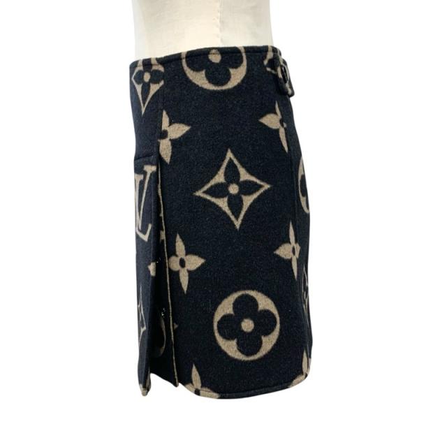 ヴィトン ジャイアントモノグラム ウール Aライン ミニスカート ブラウン ヴィトン ジャイアントモノグラム ウール Aライン ミニスカート