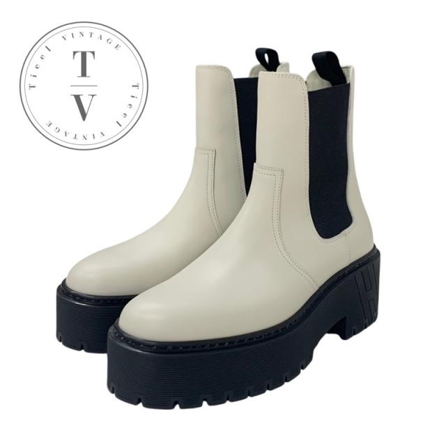 エルメス HERMES ハロウ ブーツ ショートブーツ 靴 シューズ レザー アイボリー サイドゴア