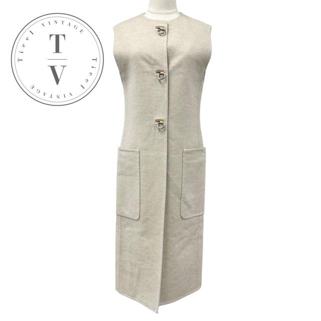 エルメス HERMES アウター カシミヤ ベージュ 未使用 ロング ベスト ジレ