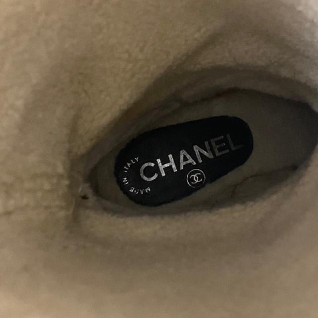 シャネル CHANEL ブーツ ロングブーツ 靴 シューズ レザー ムートン グレー ココマーク_6