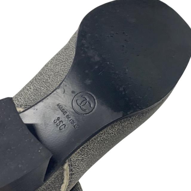 シャネル CHANEL ブーツ ロングブーツ 靴 シューズ レザー ムートン グレー ココマーク_7