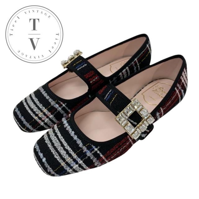 Roger Vivier ロジェヴィヴィエ フラットシューズ ブラックXホワイト